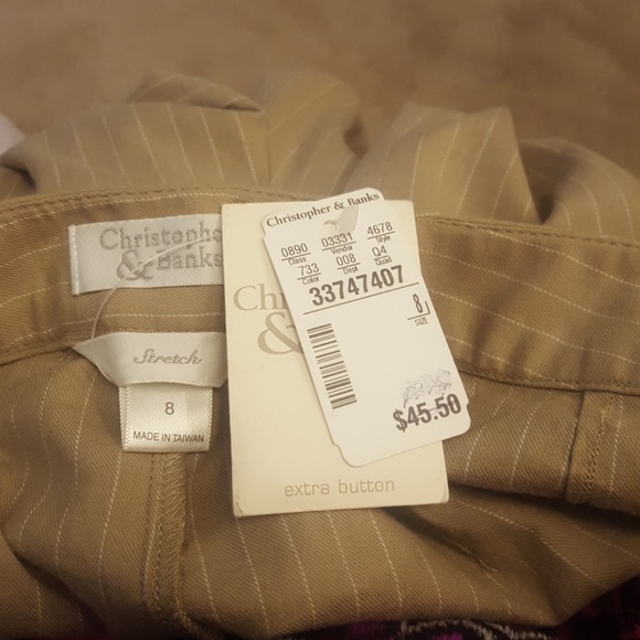 Christopher💙 & Banks Stretch Tan & Stripes Slacks - Picture 3 of 5
